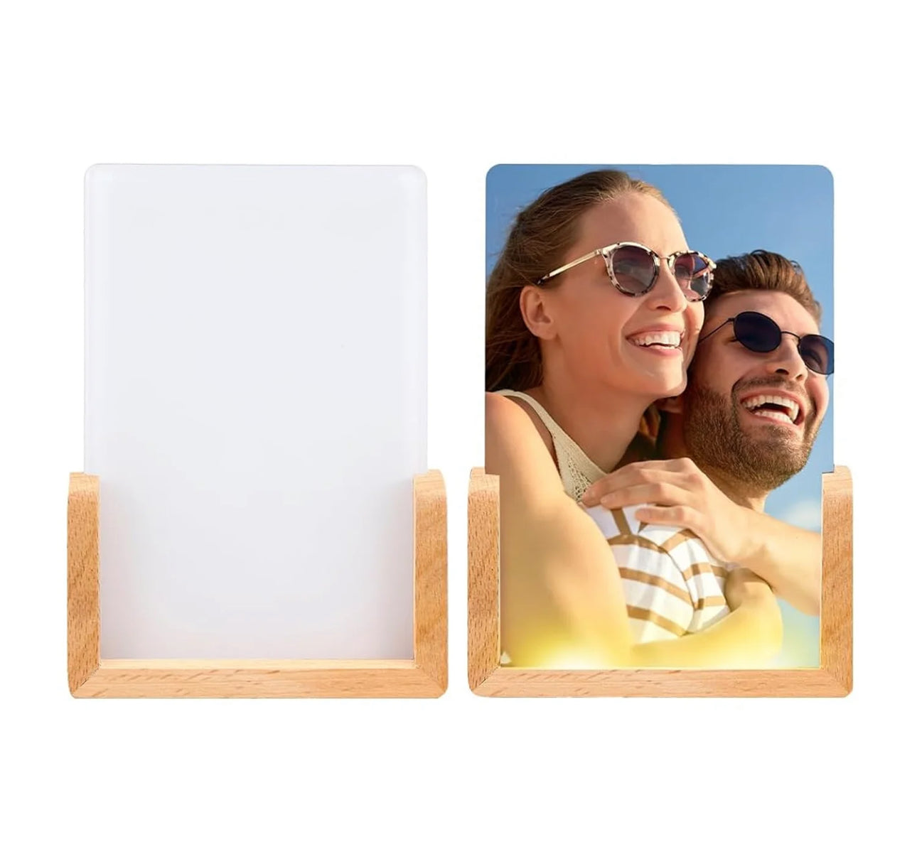 Sublimation Acrylic LED Photo Stand with Wood Base