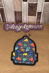 Emergency Contact Backpack Keychain | NFC Keychain | Social NFC Keychain | NFC Keytag | Personalized Backpack Tag | Lost Dog Keychain