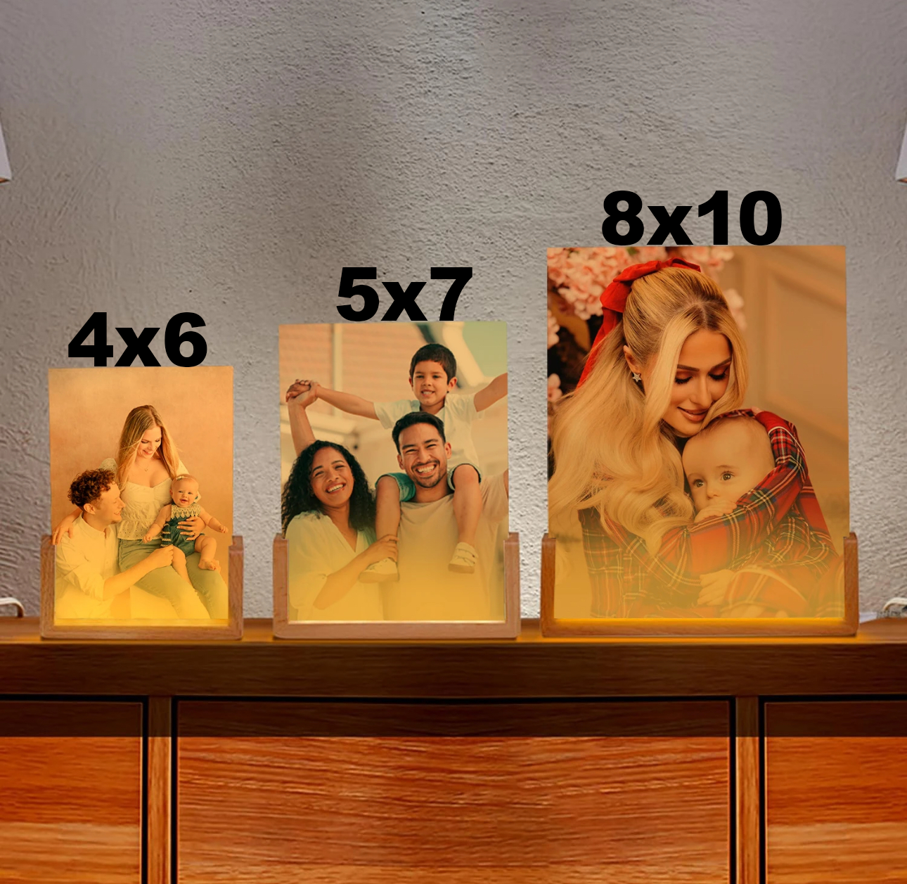 Sublimation Acrylic LED Photo Stand with Wood Base