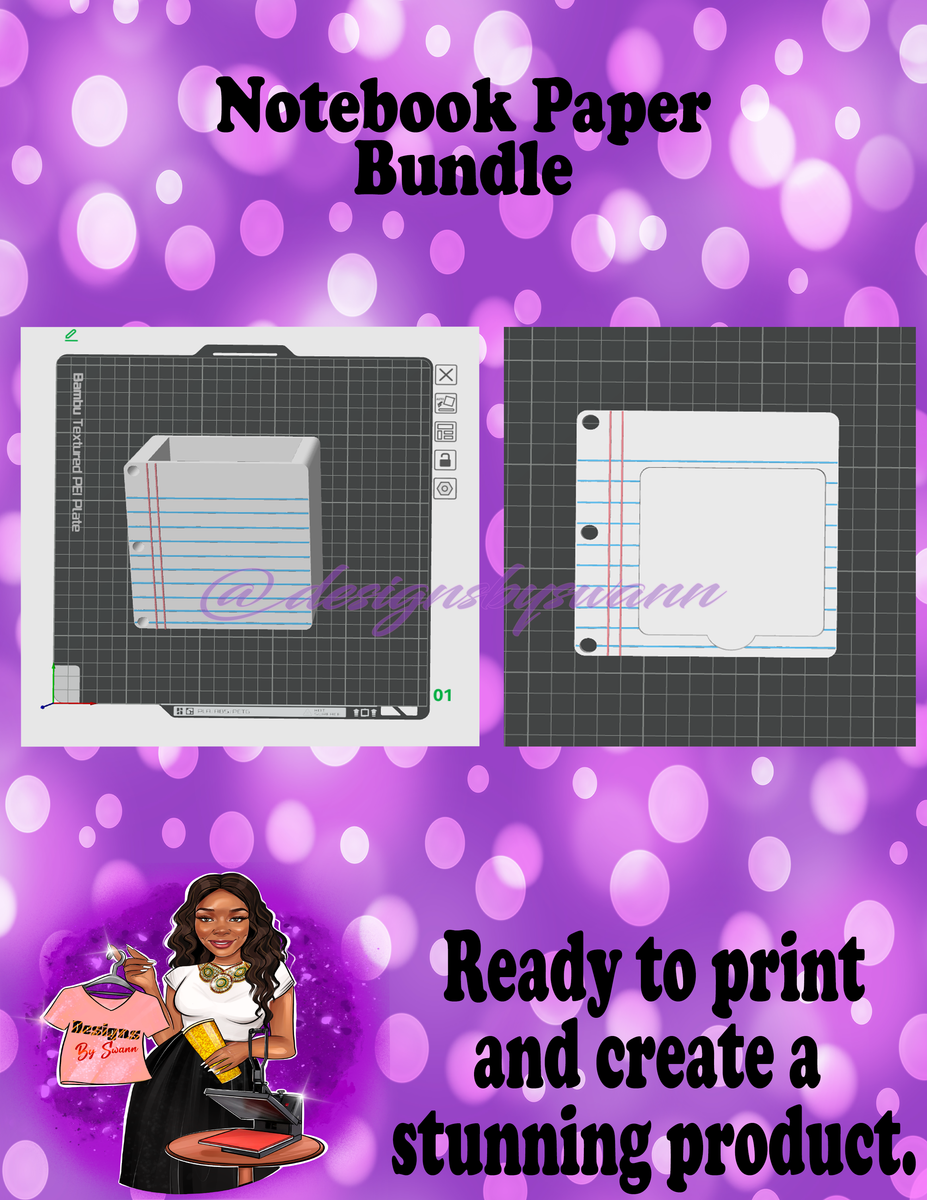 Notebook Paper Bundle 3MF File | 3D File Notebook Paper File | Digital ...