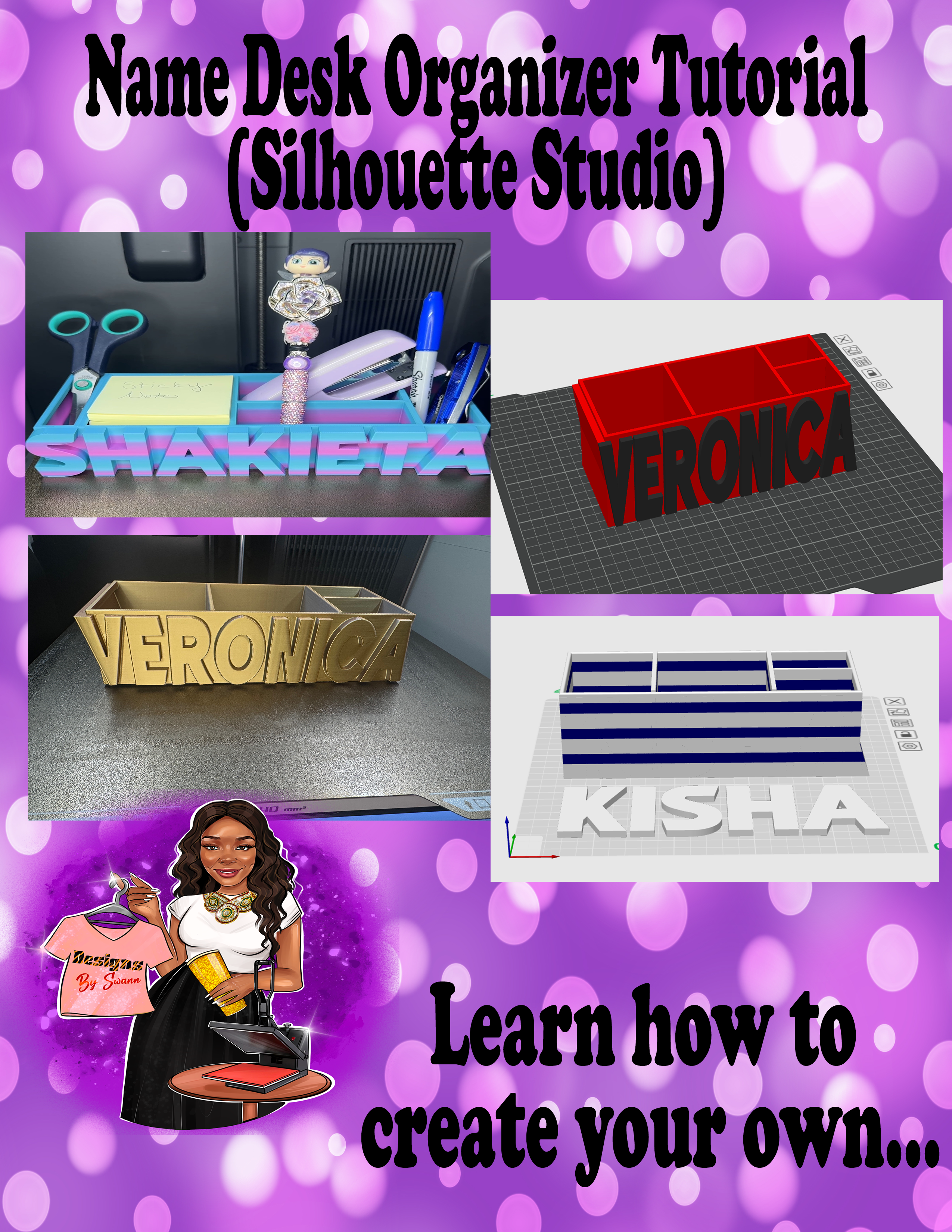 Tutorial Name Desk Organizer File Digital File | Silhouette Studio Tra ...