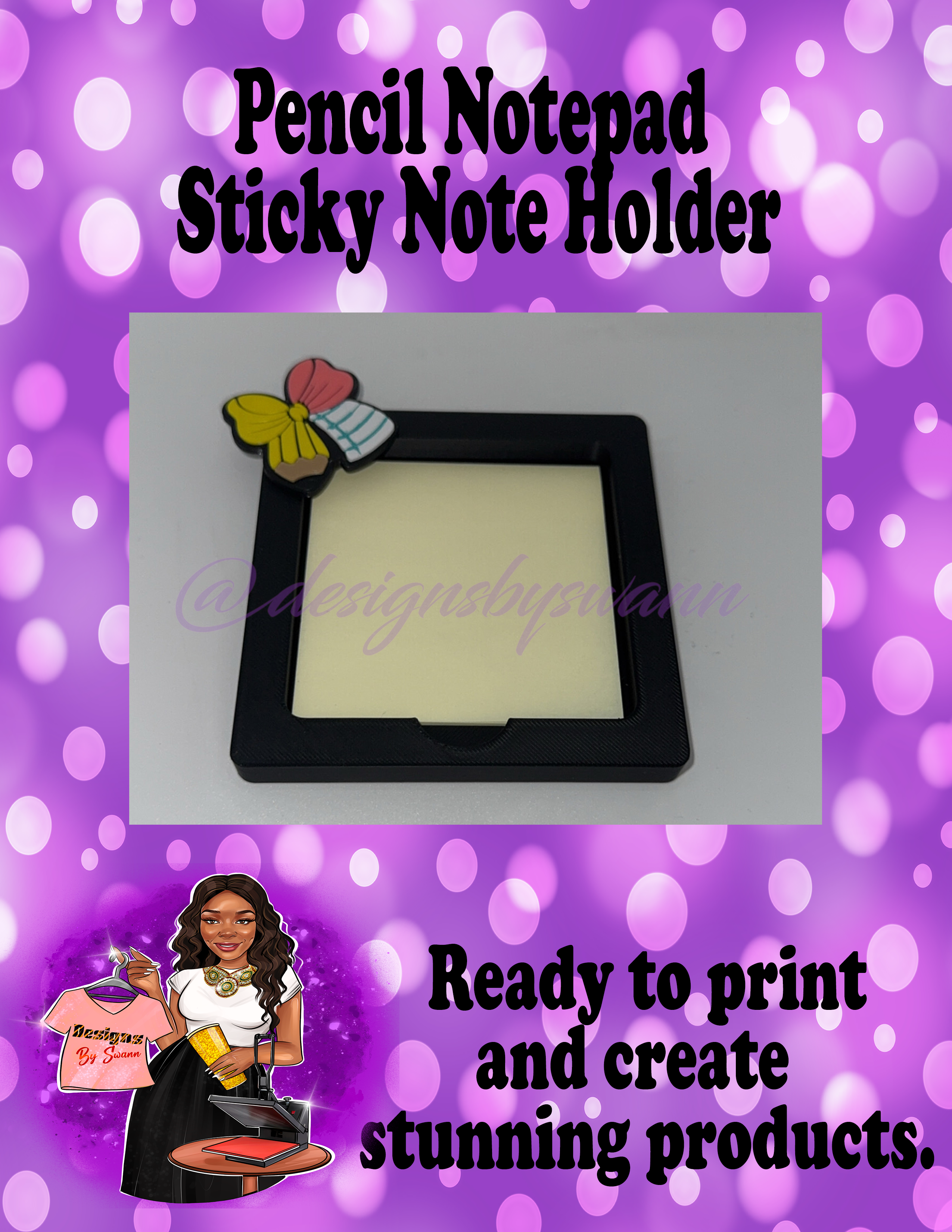 Pencil Notepad Sticky Note Holder 3MF File | 3D File Pencil Notepad Fi ...