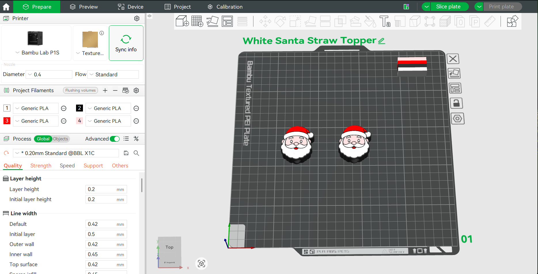Santa Straw Topper 3MF/STL File | 3D File Straw Topper | Digital File Only