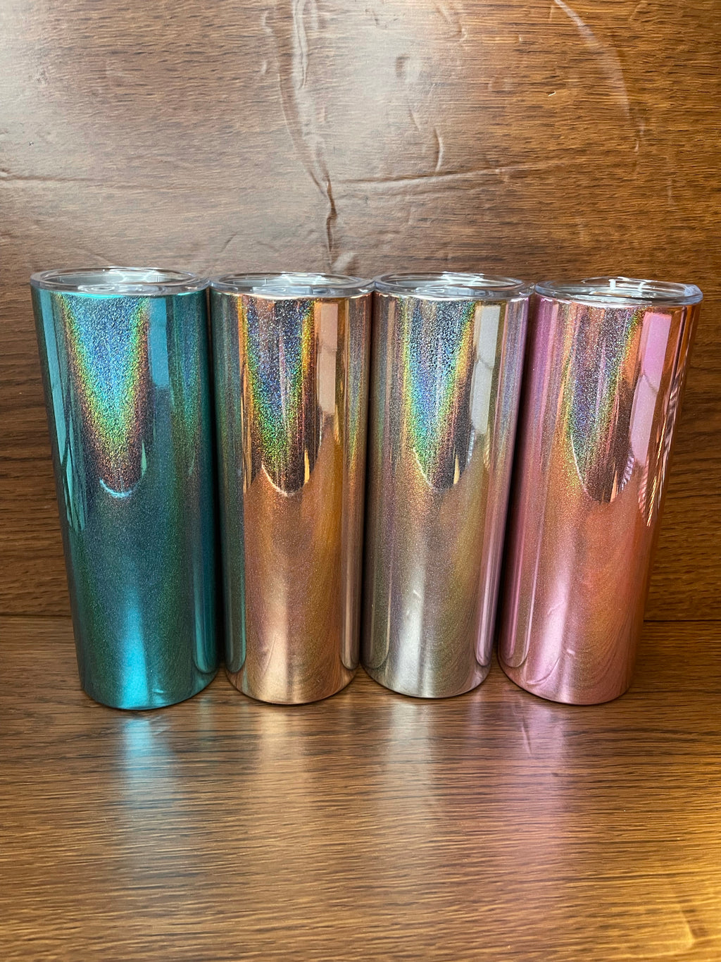 Holographic Glitter Mirror 20oz Straight Skinny Sublimation Tumbler